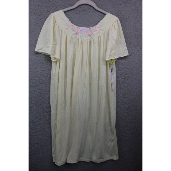 Shadowline Vtg. Yellow Embroidered Gown & Robe Set-Medium-New w/Tags-Y2K - Picture 9 of 15